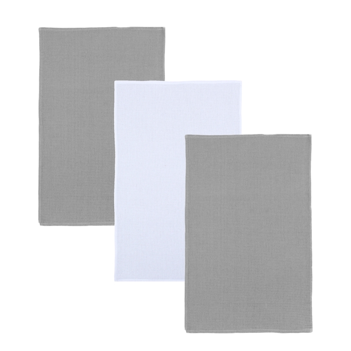 Набор вафельных полотенец "Collorista" Grey white, 38х63см - 3 шт, хлопок