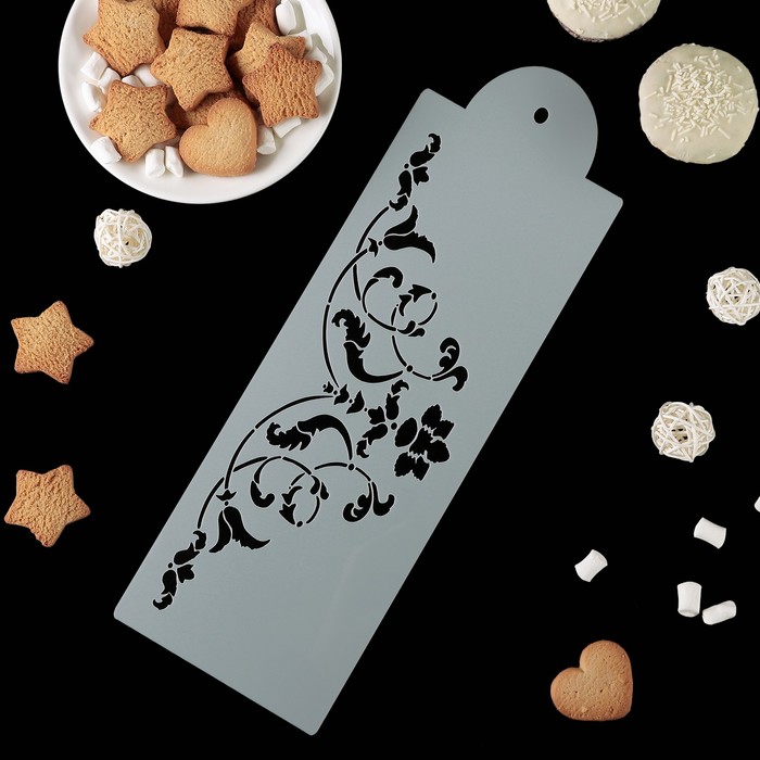 Трафарет для украшения выпечки и нанесения айсинга 36х12 см "Пейзажный орнамент"