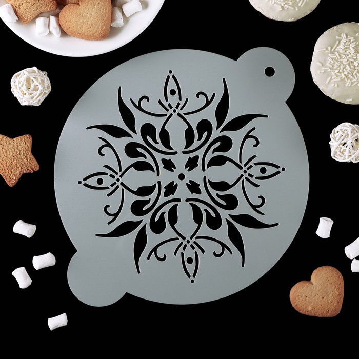 Трафарет для украшения выпечки d=20 см "Цветочный узор"