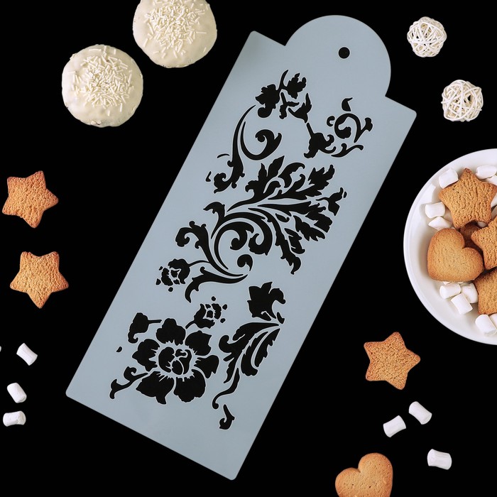 Трафарет для украшения выпечки и нанесения айсинга 35х14 см "Пейзажный орнамент"