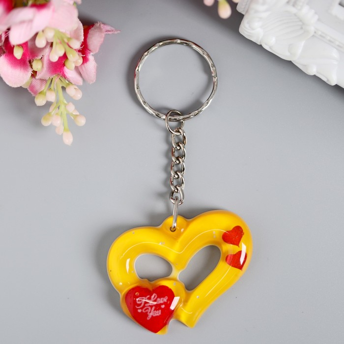 Брелок "Двойное сердце", цвета МИКС