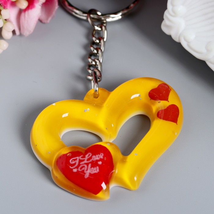 Брелок "Двойное сердце", цвета МИКС