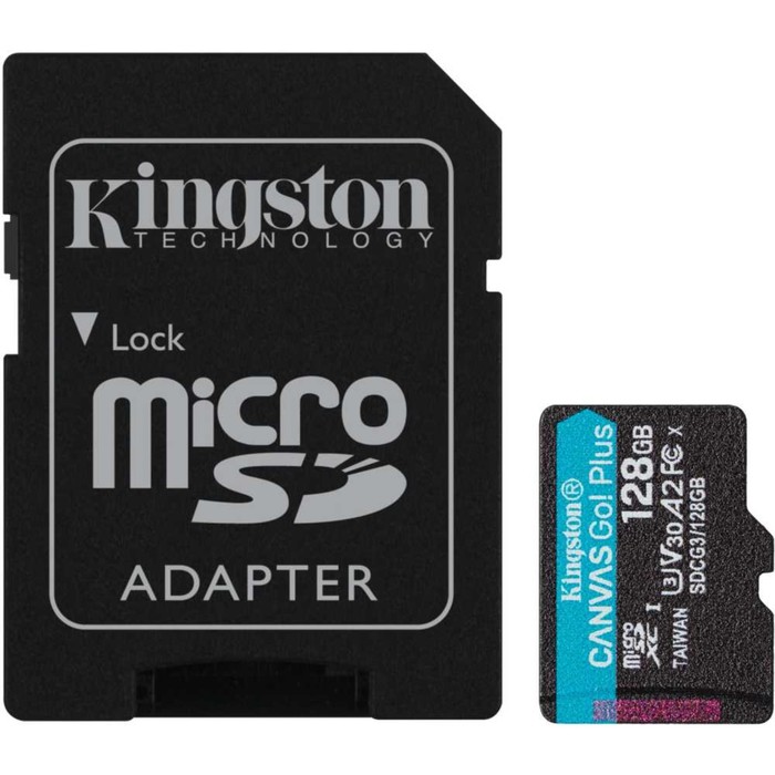 цена Флеш карта microSDXC 128GB Class10 Kingston SDCG3/128GB Canvas Go! Plus + adapter