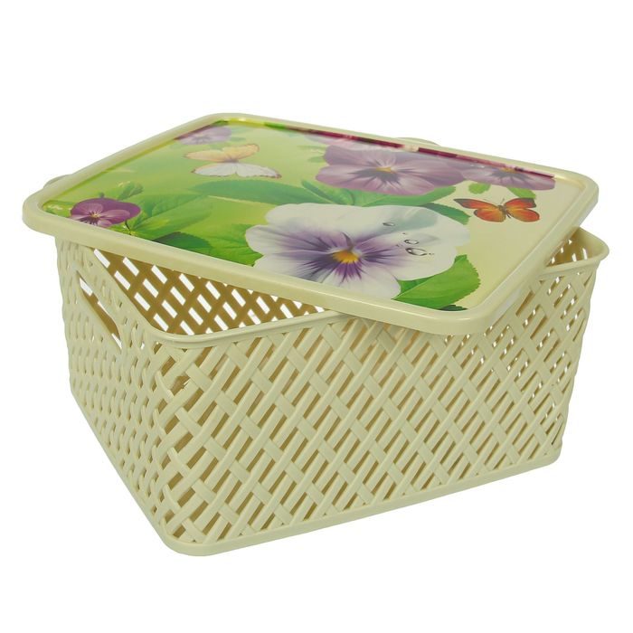 Корзина для хранения с крышкой 35х30х17 см "Прелесть", цвет МИКС