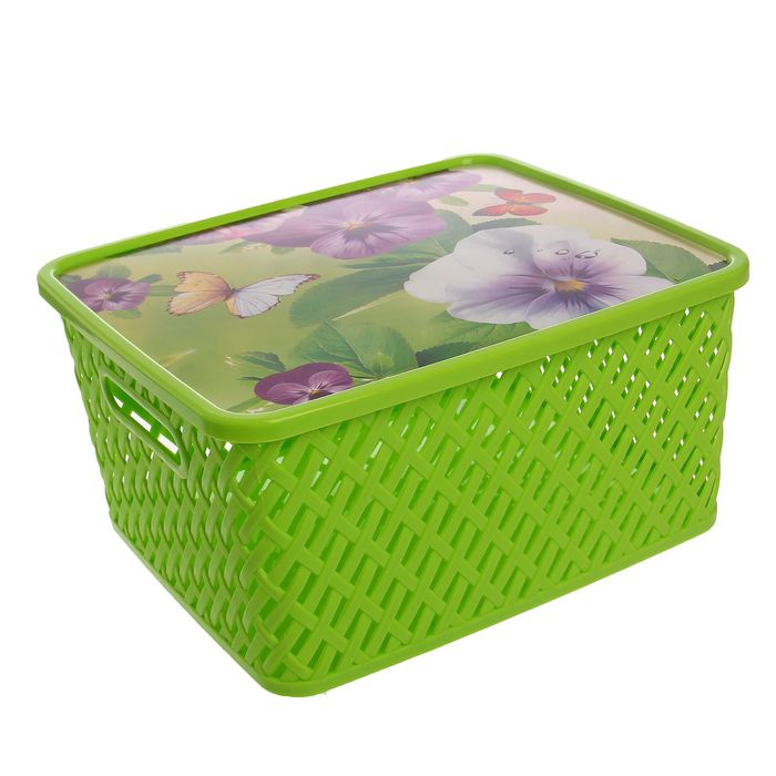 Корзина для хранения с крышкой 35х30х17 см "Прелесть", цвет МИКС