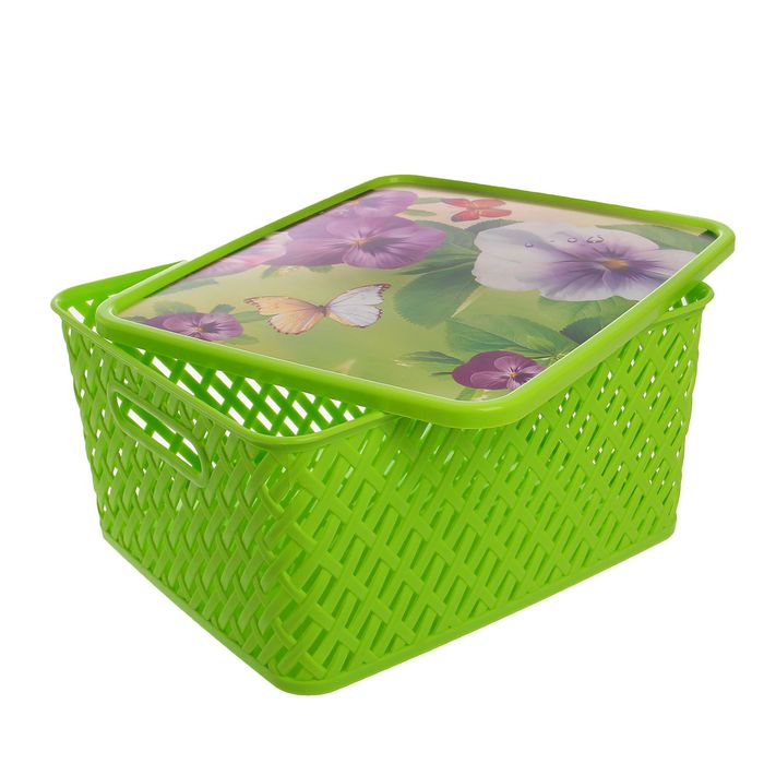 Корзина для хранения с крышкой 35х30х17 см "Прелесть", цвет МИКС