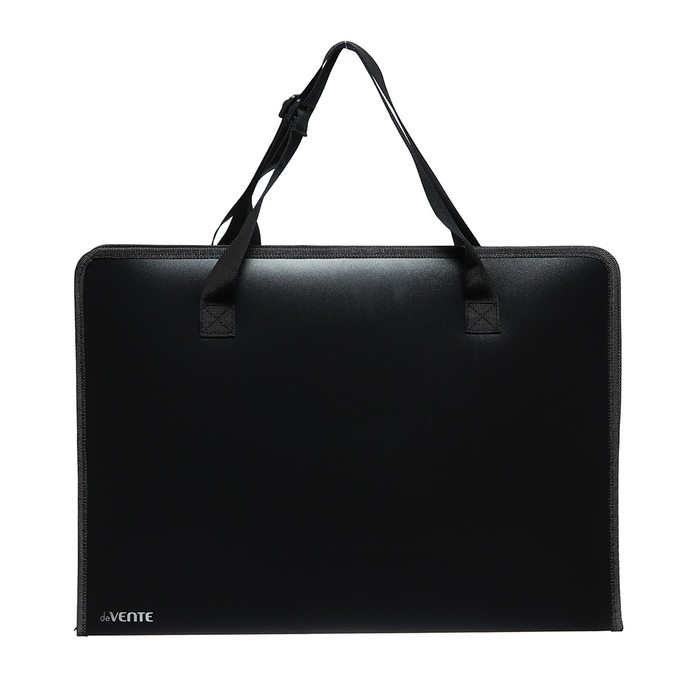 Папка А3 с ручками пластиковая молния вокруг 490 х 350 х 30мм с карманом черная 420₽