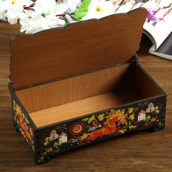 Шкатулка - купюрница «Палех: кони», 17х9х5,8 см