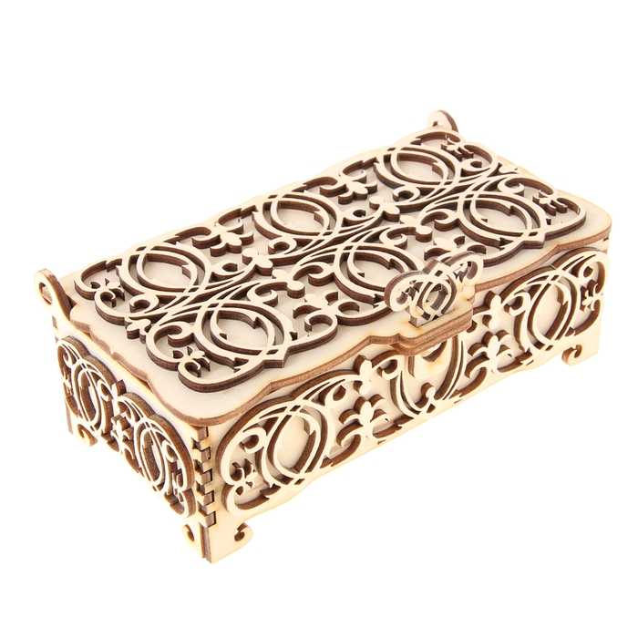 Шкатулка - купюрница белая с белыми резными элементами, 17х9х5,8 см