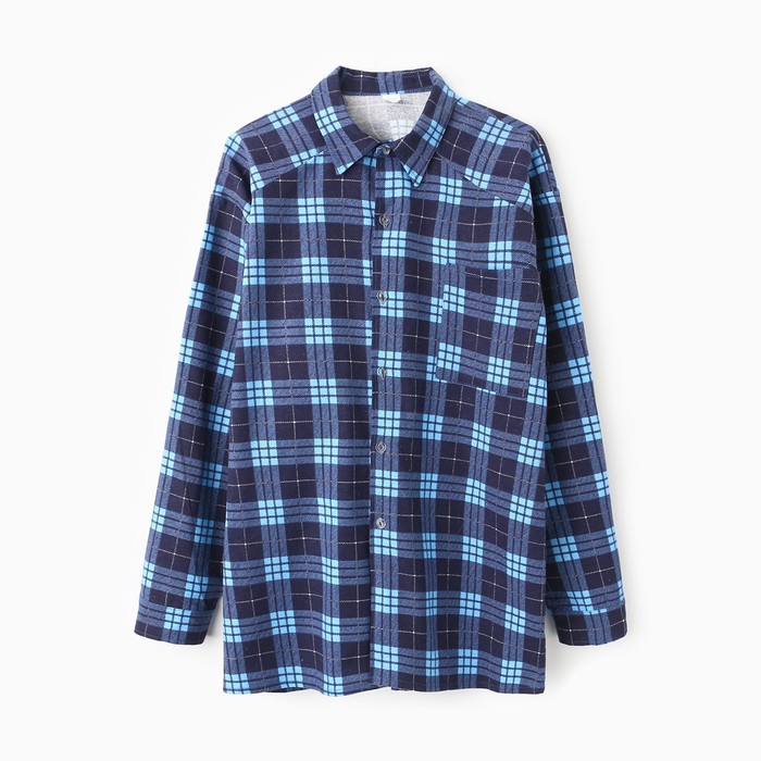 Рубашка мужская фланелевая, цвет синий, размер 50 (40)