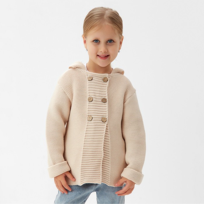 

Джемпер вязаный детский с капюшоном MINAKU, цвет бежевый, рост 80-86 см