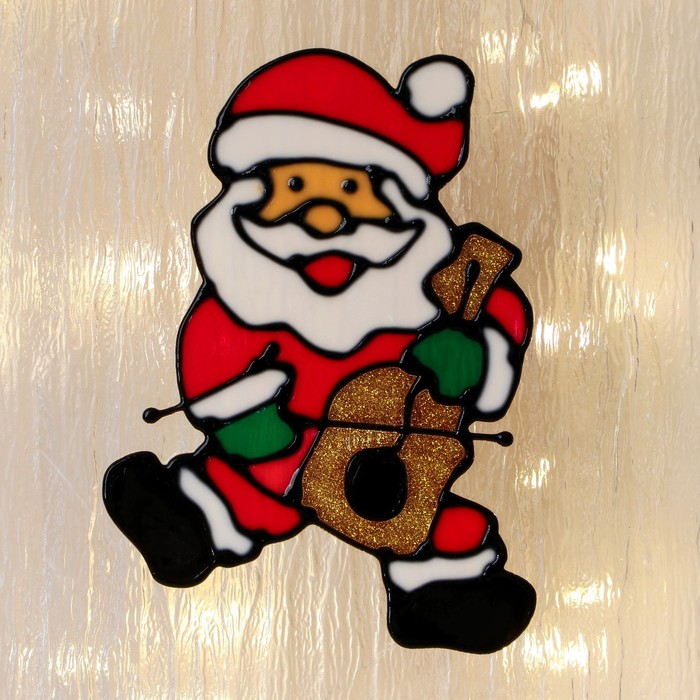 цена Наклейка на стекло Дед Мороз со скрипкой 8х13 см