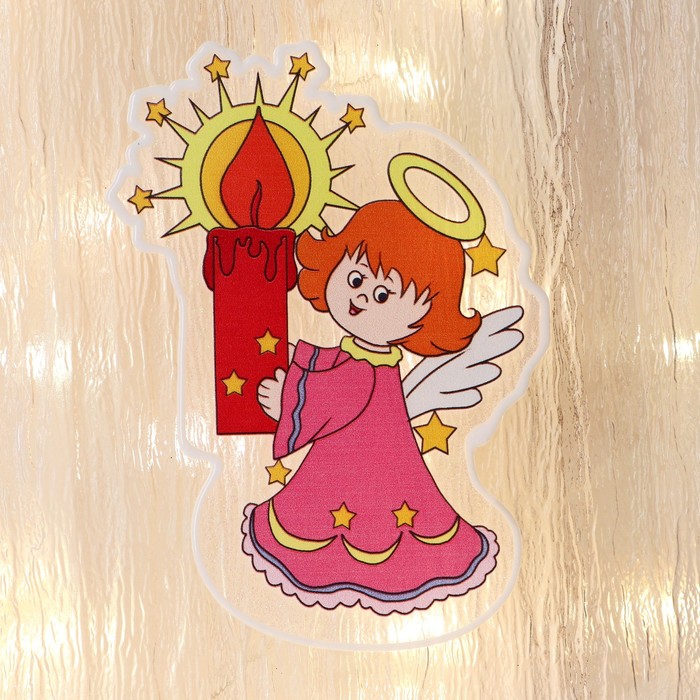 Наклейка на стекло Ангел со свечой 9х14 см цена и фото