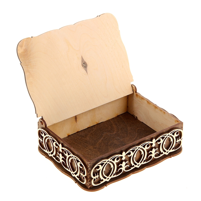 Шкатулка большая темная с белыми резными элементами