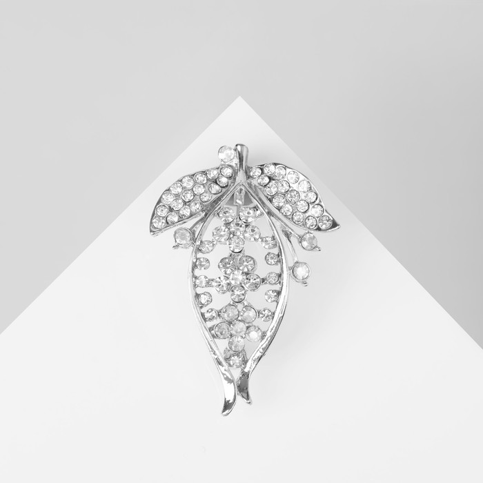 Брошь «Цветок» спатифиллум, цвет радужно-белый в серебре брошь цветок пятилистник цвет белый в серебре