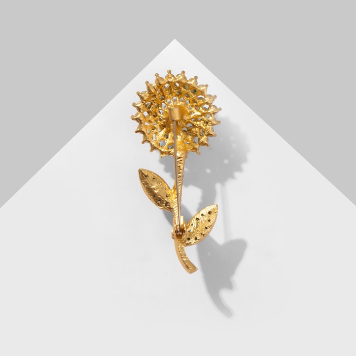 фото Брошь "цветок" симпл с бусиной, цвет бело-морской в матовом золоте queen fair