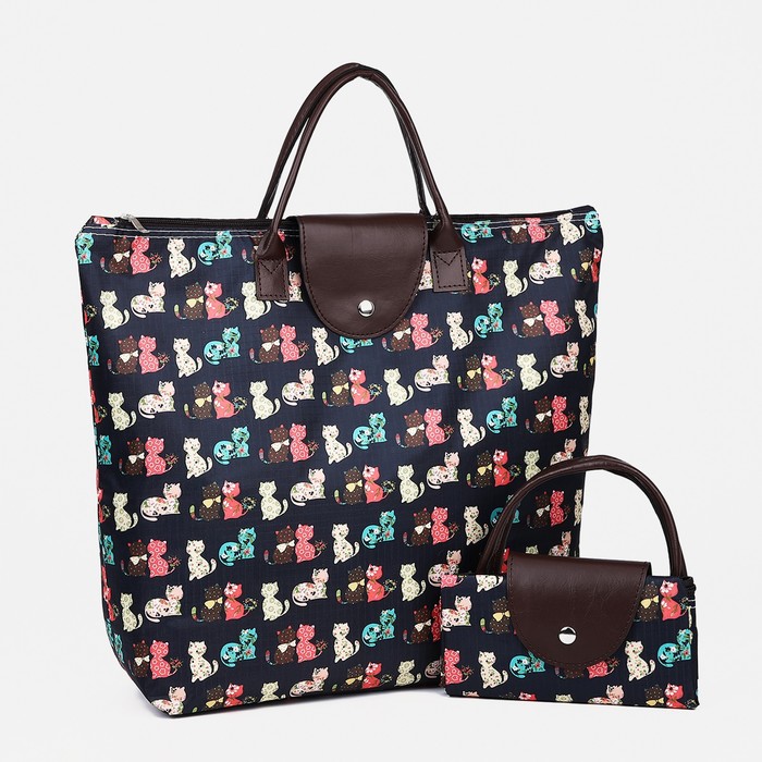 

Сумка хозяйственная на молнии, складная, цвет чёрный