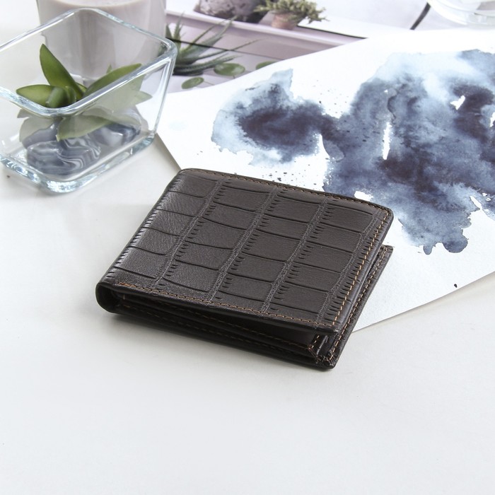 Кошелёк мужской "Марк", 3 отдела, отдел для кредиток, отдел для SIM-карт, цвет кофейный