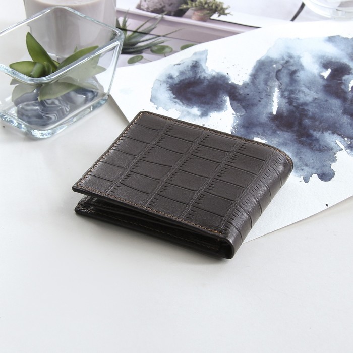 Кошелёк мужской "Марк", 3 отдела, отдел для кредиток, отдел для SIM-карт, цвет кофейный