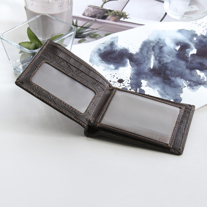 Кошелёк мужской "Марк", 3 отдела, отдел для кредиток, отдел для SIM-карт, цвет кофейный