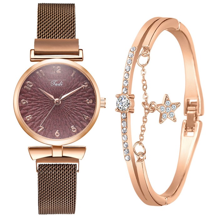 Женский подарочный набор Fadi 2 в 1: наручные часы, браслет подарочный набор единороги 5 в 1 наручные часы 2 резинки 2 невидимки