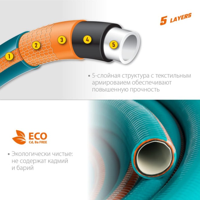 

Шланг, ПВХ, d = 12 мм, L = 50 м, 5-слойный, текстильное армирование, GRINDA
