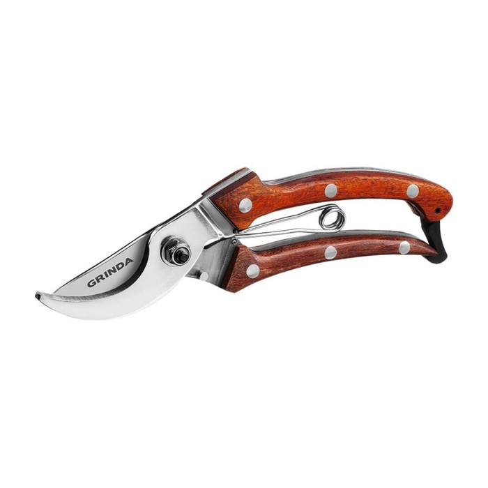 

Секатор плоскостной, 7.5" (19 см), с деревянными ручками, GRINDA