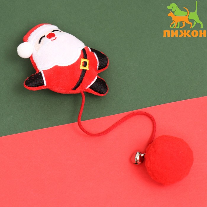Игрушка-дразнилка для кошек Дед мороз, с бубенчиком игрушка для животных uniglodis с бубенчиком розовый синий 2шт