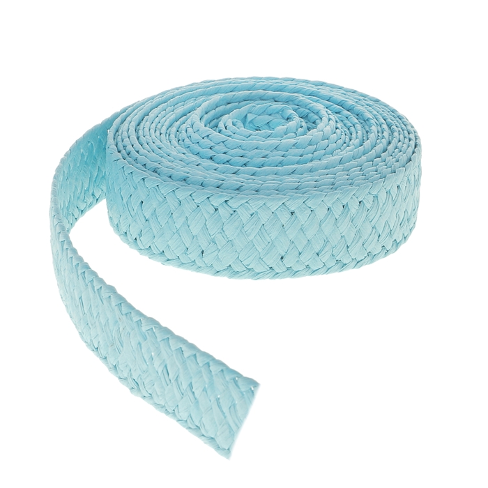 Лента декоративная плетёная, цвет голубой