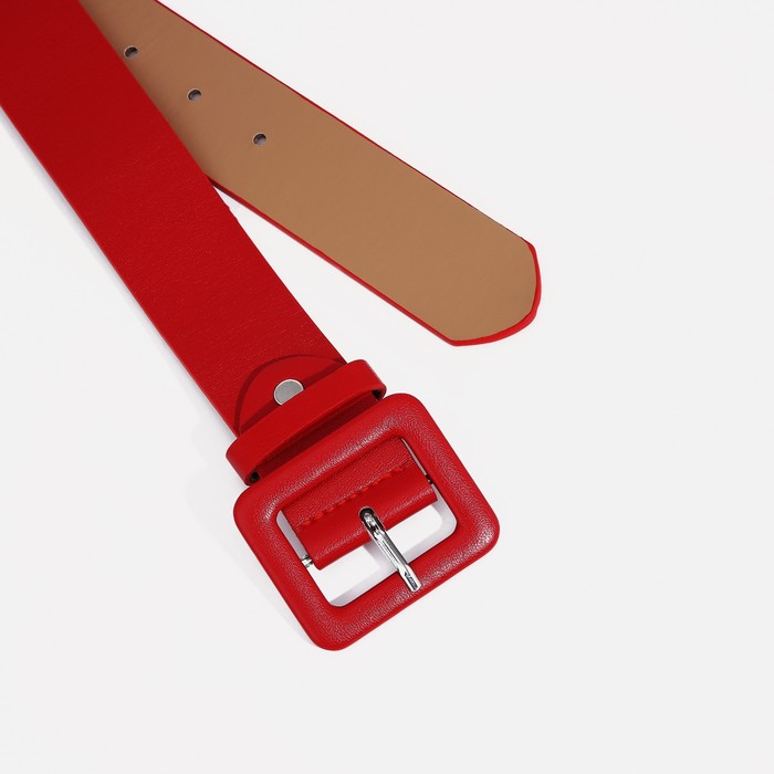 фото Ремень женский, ширина 3.3 см, винт, пряжка под кожу, цвет красный