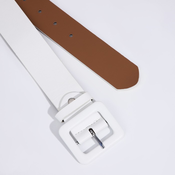 фото Ремень женский, ширина 3.3 см, винт, пряжка под кожу, цвет белый