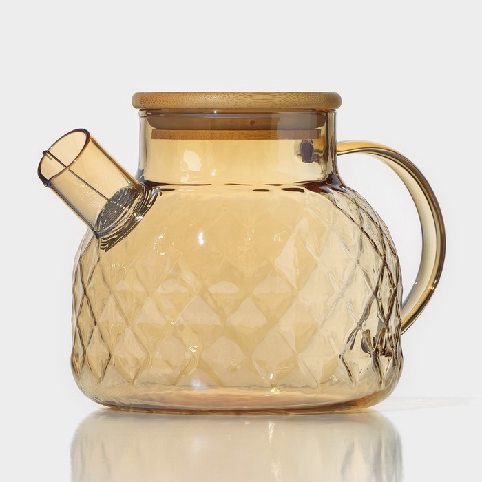 Чайник заварочный стеклянный с бамбуковой крышкой и металлическим фильтром BellaTenero «Круиз», 1 л, цвет золотой чайник стеклянный заварочный с бамбуковой крышкой и металлическим фильтром magistro эко 1 л