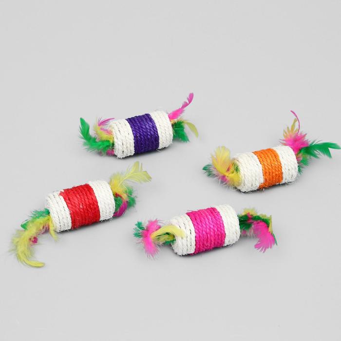 Игрушка-погремушка сизалевая Конфетка, 8,5 х 3,5 см