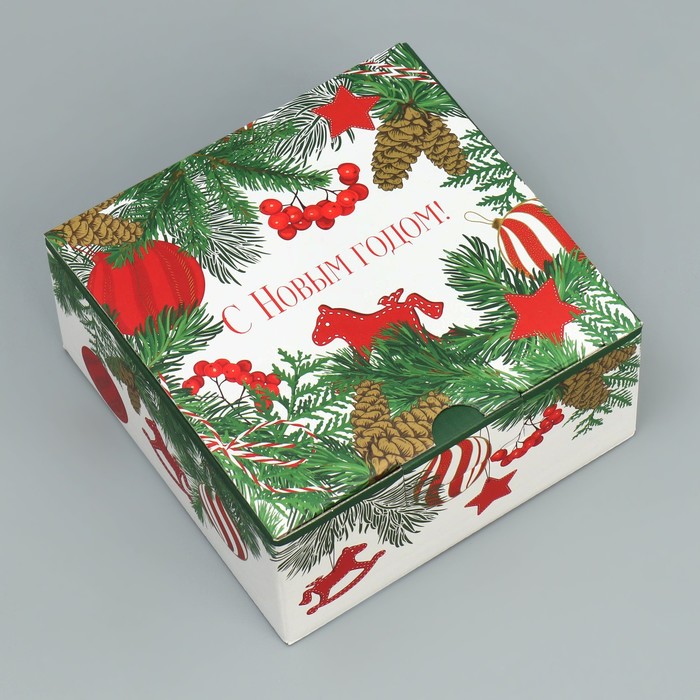Коробка складная «Новогодняя», 15 × 15 × 7 см складная коробка волшебство 15 × 15 × 7 см