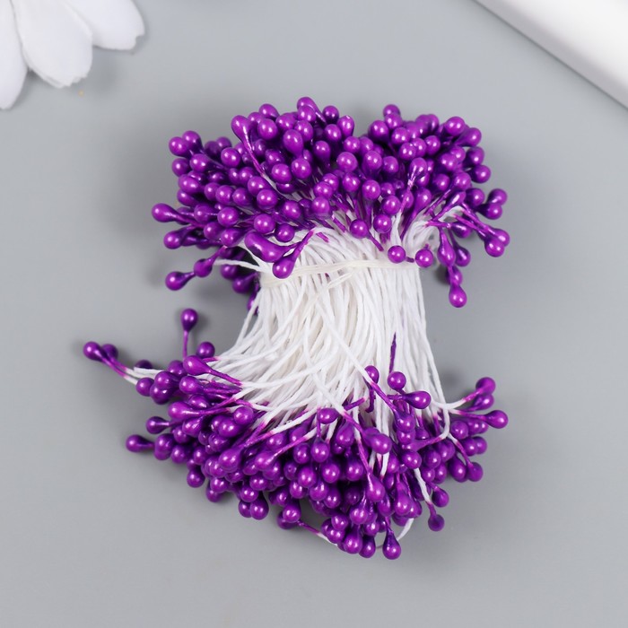 Тычинки для цветов Капельки глянец фиолет набор 300 шт длина 6 см тычинки для искусственных цветов капельки набор 130 шт длина 6 см