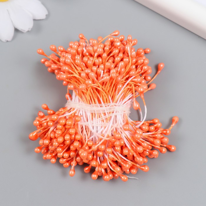 Тычинки для цветов Капельки глянец оранж набор 300 шт длина 6 см тычинки для искусственных цветов капельки набор 130 шт длина 6 см