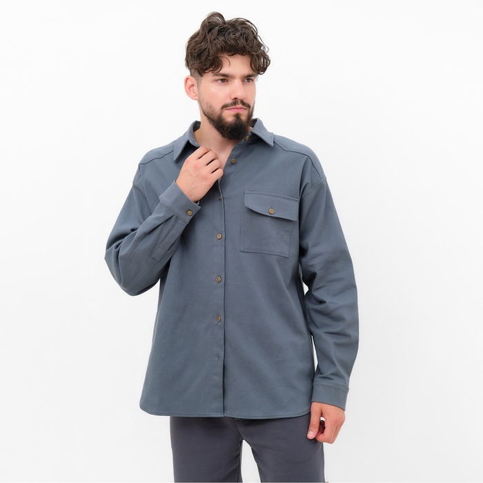 Рубашка мужская MIST oversize размер 48, графитовый рубашка мужская mist oversize размер 50 графитовый