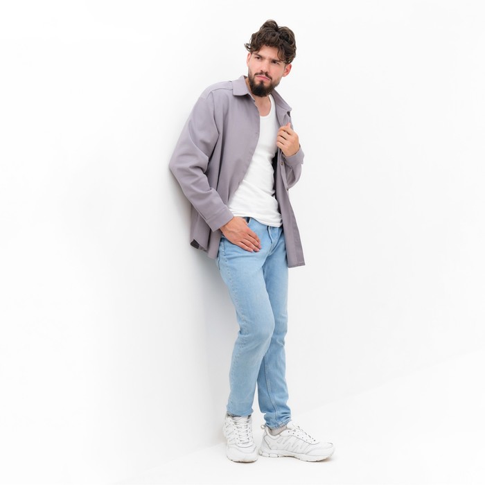 фото Рубашка мужская mist oversize размер 56, светло-серый