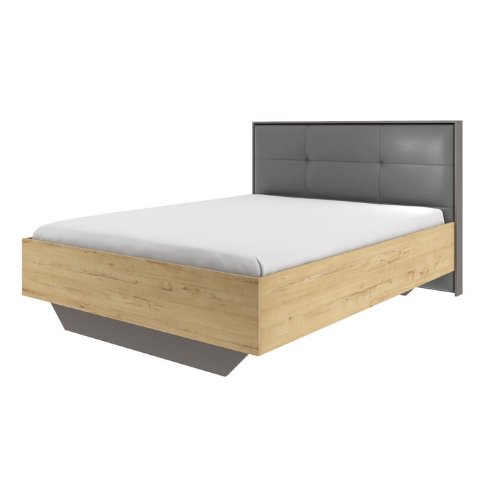 Кровать «Бруно», 1600×2000 мм, с ортопедической решеткой, цвет дуб вотан / серый графит кровать бруно 1600×2000 мм с ортопедической решеткой цвет дуб вотан серый графит