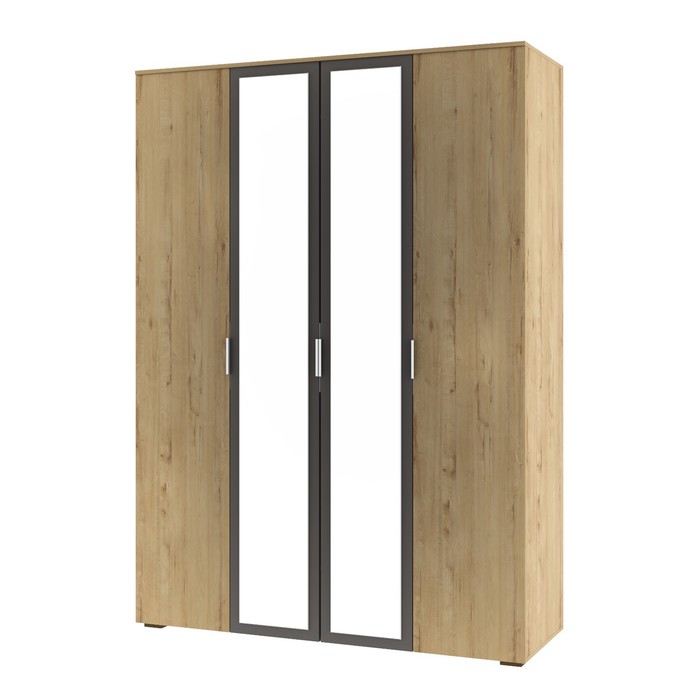 Шкаф 4-х дверный «Бруно», 1600×540×2270 мм, цвет дуб вотан / серый графит кровать бруно 1600×2000 мм с ортопедической решеткой цвет дуб вотан серый графит