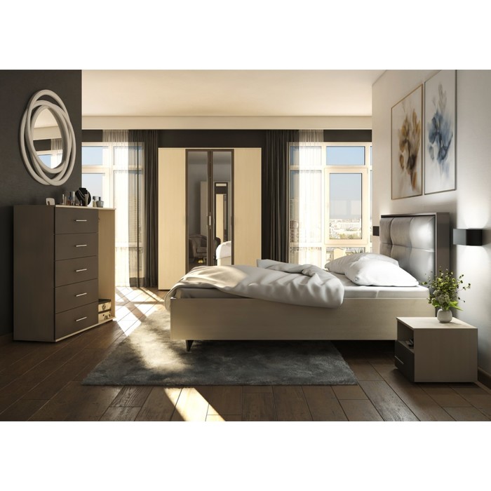 Шкаф 4-х дверный «Бруно», 1600×540×2270 мм, цвет дуб вотан / серый графит