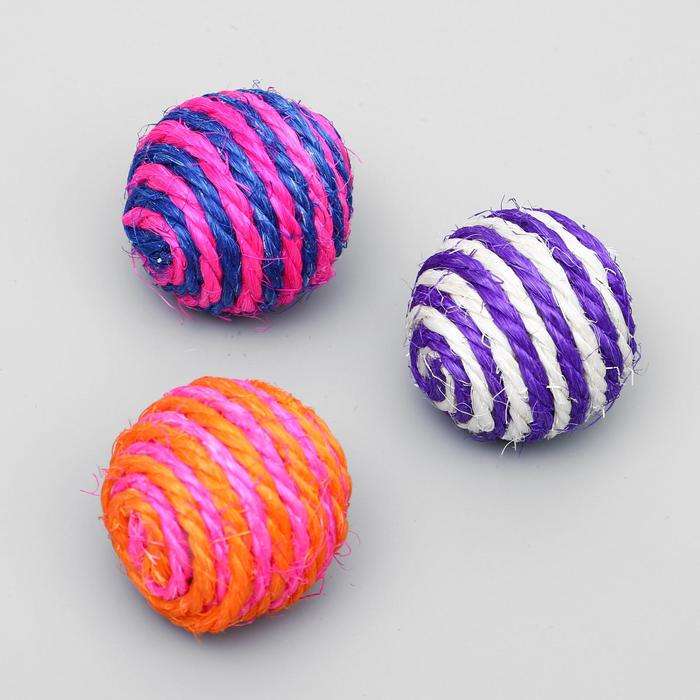 фото Мяч сизалевый "полосатик", 5 см, микс цветов пижон