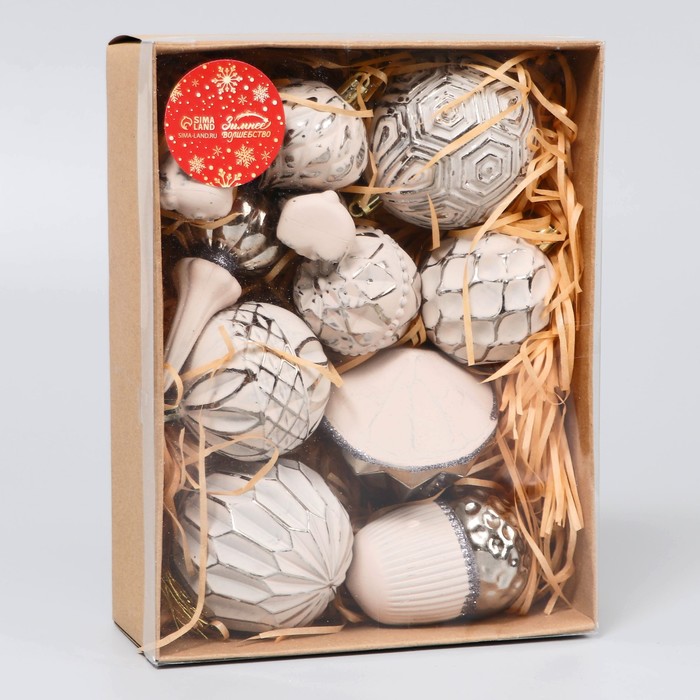 фото Набор украшений пластик 11 шт «киссин» серебристо-белый зимнее волшебство