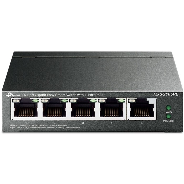 Коммутатор TP-Link TL-SG105PE 5G 4PoE+ 65W управляемый коммутатор tp link tl sg1005lp 5g 4poe 40w неуправляемый