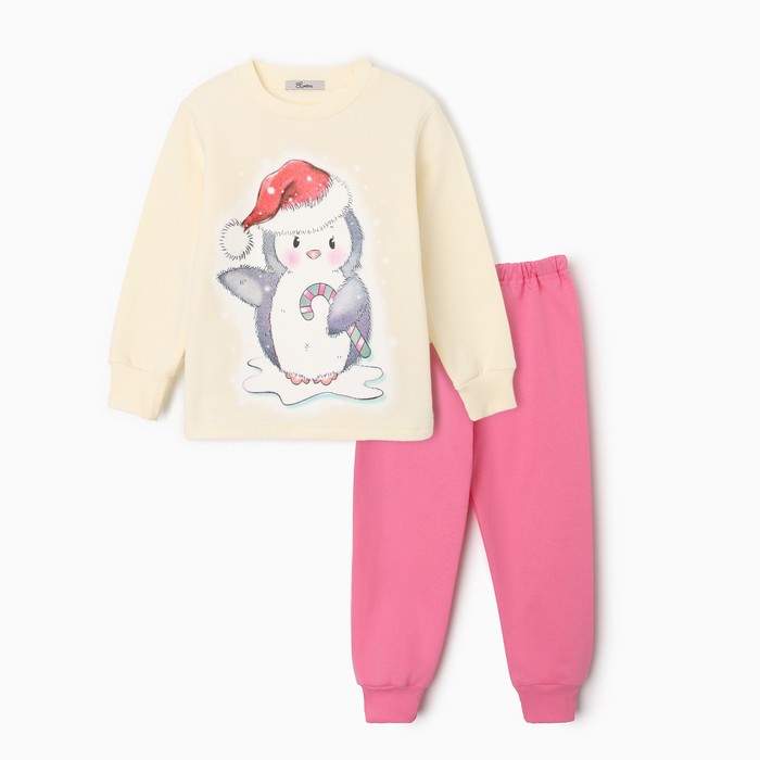 Пижама для девочки НАЧЁС, цвет свет желтый/розовый, рост 86-92 пижама для девочки начёс цвет розовый кот рост 104 см