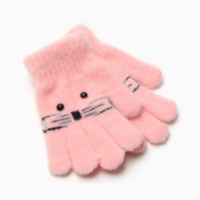 Перчатки детские, цвет розовый, размер 14-15 (4-8 лет) перчатки детские цвет розовый размер 15 7 8 лет