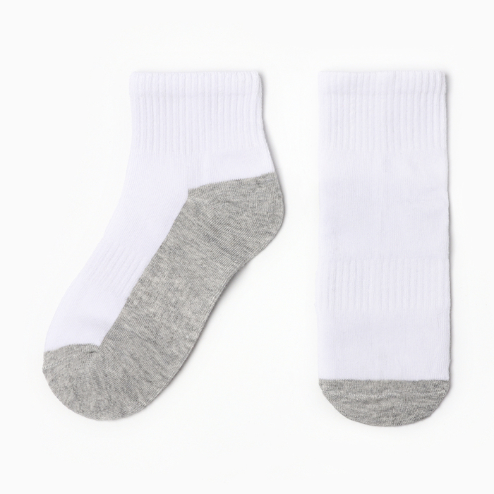 Носки детские укороченные, цвет белый/серый, размер 18-20