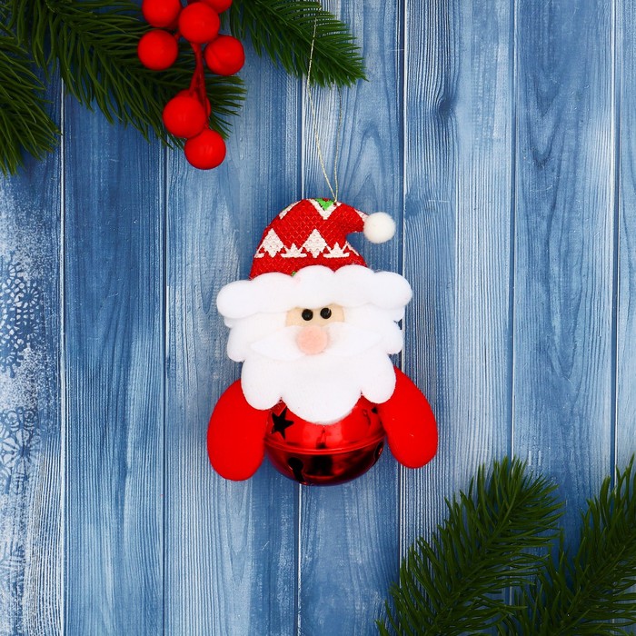 Мягкая подвеска Дед Мороз в шарике 6х9 см, красный мягкая игрушка дед мороз в клетку 8х30 см красный