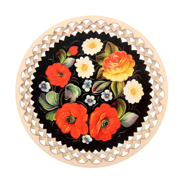 Поднос «Маки и ромашки», 20 см