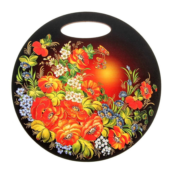 Доска разделочная «Цветы и бабочки», 25 см